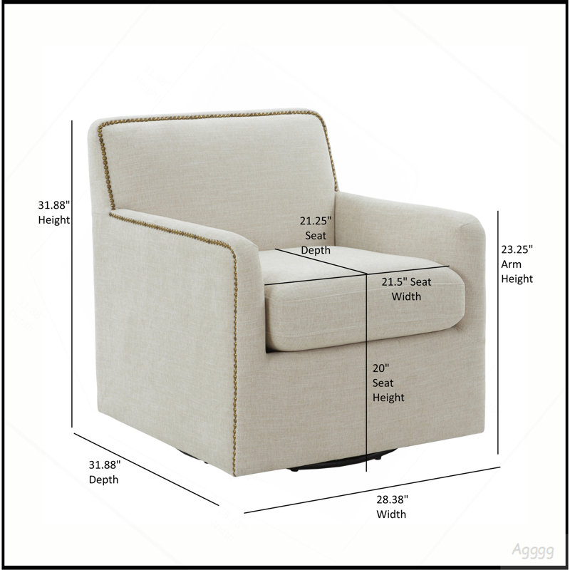 Fauteuil d'appoint pivotant avec garniture cloutée Torrance - Sable, Polyester beige