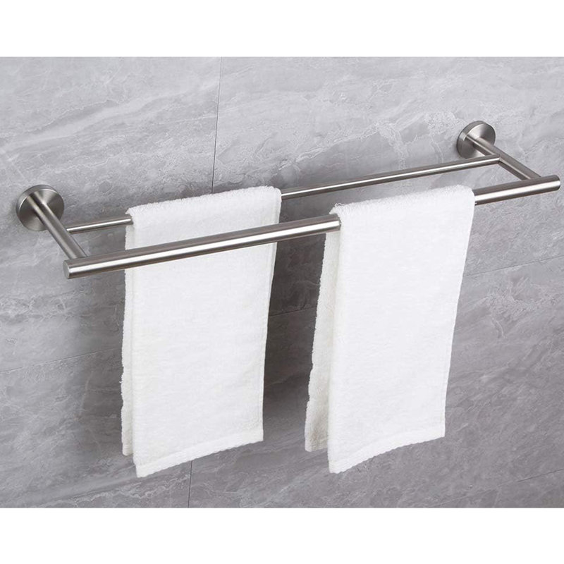 Porte-serviettes 23,6 po à suspendre au mur - Acier inoxydable, salle de bain, chambre à coucher, salle de lavage, cuisine Crochet facile à installer