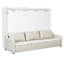 Grand lit-armoire beige avec tablettes de rangement, avec éclairage à DEL pour une nuit de repos tranquille et confortable-1888016180