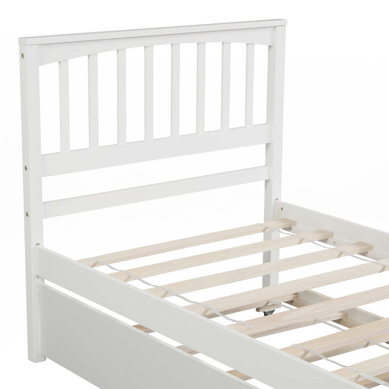 Lit plateforme simple avec lit gigogne, Blanc
