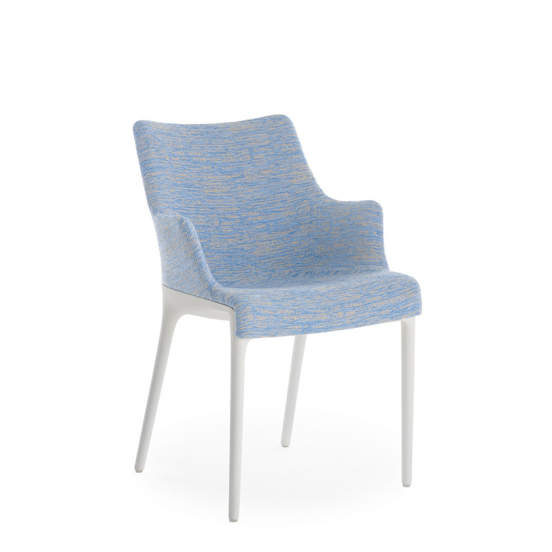 Eleganza Upholstered Dining Chair, White, Light Blue