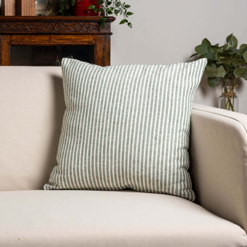 Striped Green Cushion, 43x43cm, Cover only