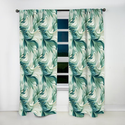 Seafoam Serenity Tropical Pattern - Floral Curtain - Velvet Room Darkening - 1 panel