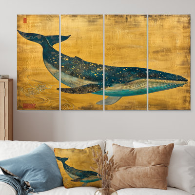 Amyerra - Whale Animal Wall Art Decor Set 4 Piece