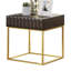 Table basse de style contemporain avec structure en métal et tiroirs dissimulés avec pieds en acier et glissières à roulement à billes