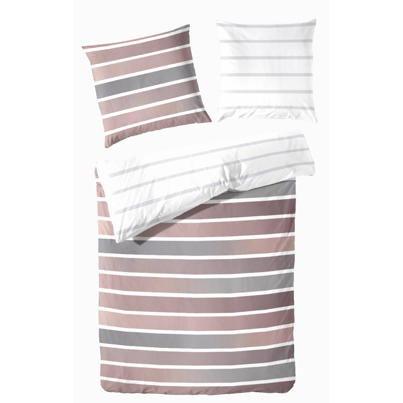 Jarman  Cotton 180 TC Reversible 2 Piece Duvet Cover Set, 155 x 220 cm - 1 Pillowcase (80 x 80 cm), Brown/Grey
