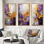 Ensemble de 3 toiles - fractale abstraite mauve doré-1177802210-1177802209