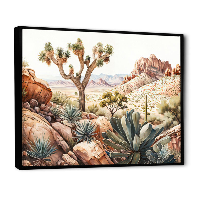 Désert, art mural sur toile, Arizona, H 12 po x l 20 po x P 1 po, Toile avec cadre flottant noir