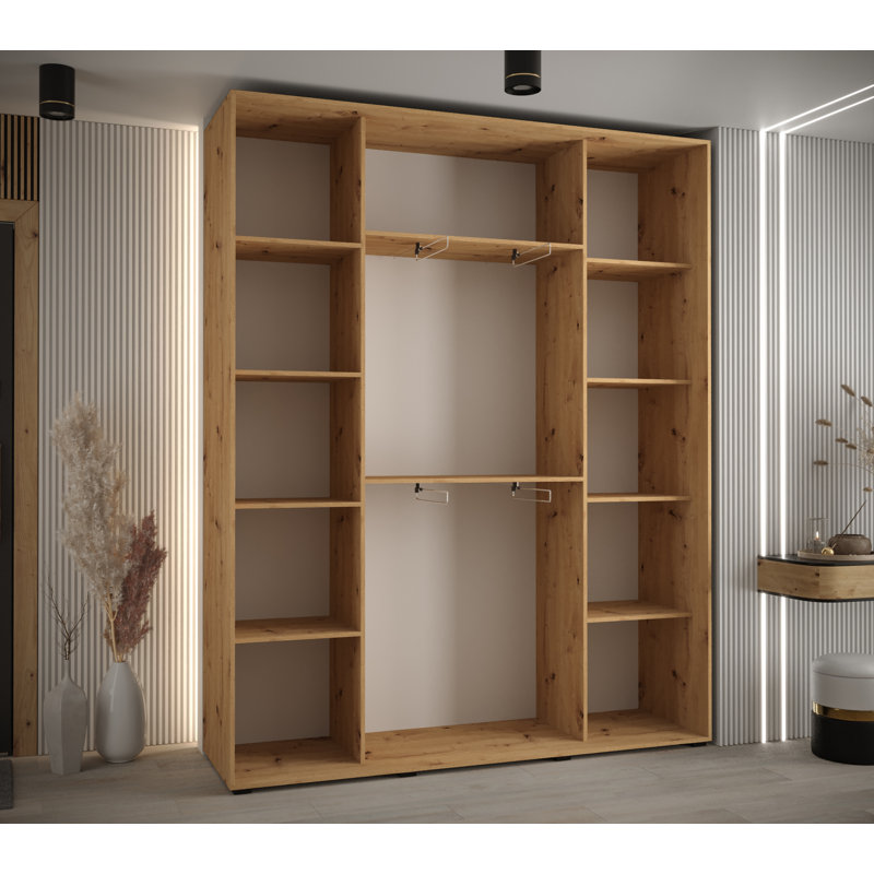 3 Door Wardrobe, 235.2cm H x 200cm W x 45cm D, Natural