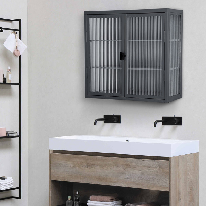Borrello Metal Bathroom Cabinet, Dark Gray