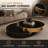 Modern Oversize 39.37' Round Coffee Table Set, Extendable Nesting Table Gold & Black Finish with Glass Top