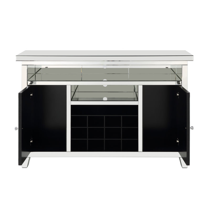 Kashun 58.6'' W 2 - Door Bar Cabinet in Mirrored