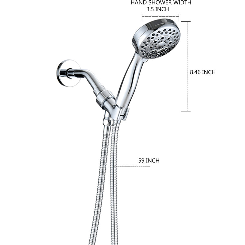 Handheld Shower Head With Hose - Finish, 2.5 Gallons Per Minute, Medical Nozzles, Massage Spray 5 Patterns, Safe , Removable Water , Wall Mounted, Rainfall