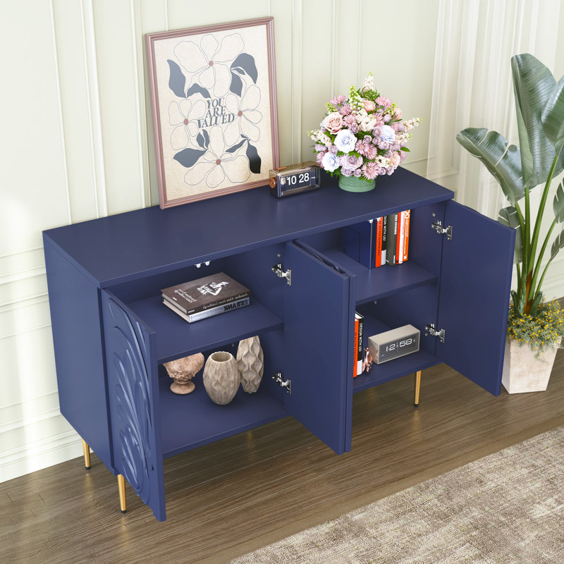Buffet 48 "avec motif de fleurs 3D, Bleu