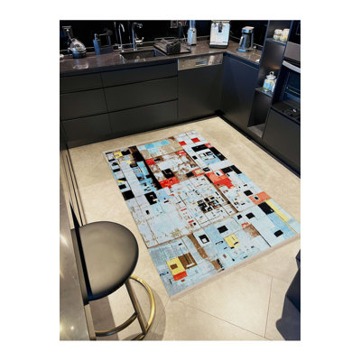 Tapis à motif géométrique carré abstrait à motif géométrique abstrait de la collection Barcelona