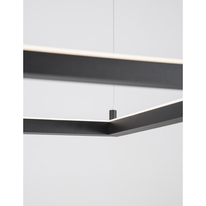 1 - Light LED Geometric Pendant, Black, 120cm H x 50cm W x 50cm D