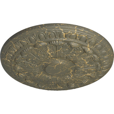 Endurathane Colton Ceiling Medallion, 15 3/4"OD x 1 1/2"P (Fits Canopies up to 4 3/4"), Hand-Painted Witch Hazel Crackle Finish