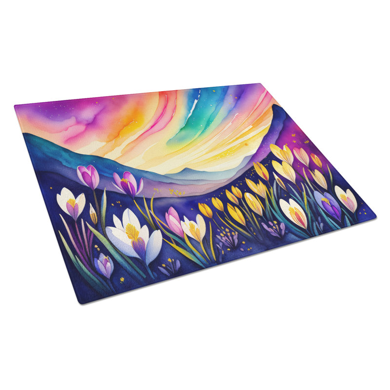 Grande planche à découper en verre Crocus