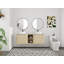 Meuble-lavabo mural 60 po à double cuve - 5 options de couleur de lavabo (motifs blanc / noir / marbre) + armoire en bois clair et tablette centrale ouverte-405483785