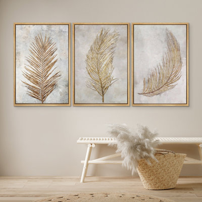 Grunge Tropical Palm Leaf Illustrations, Modern Rustic Vintage Pictures, Giclee Canvas Digital Print Framed Wall Art