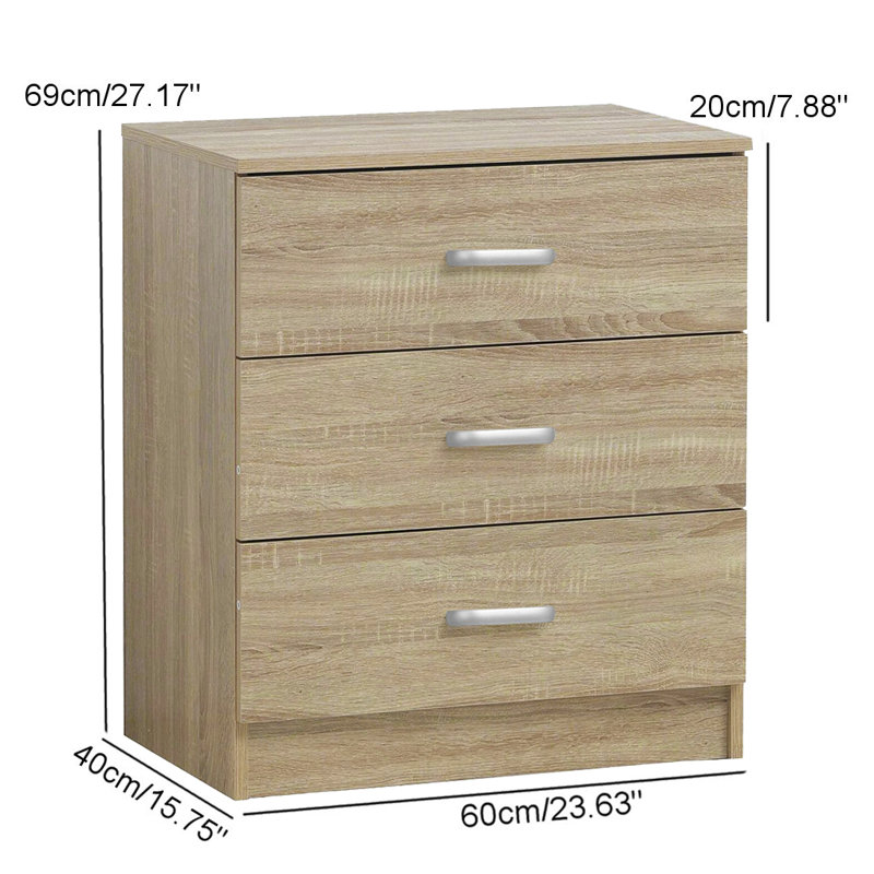 3 Drawer 60cm W Chest, Oak