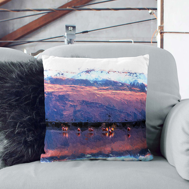 Flamingos at Sunset Cushion with Filling, Stone, 55cm H x 55cm W x 20cm D
