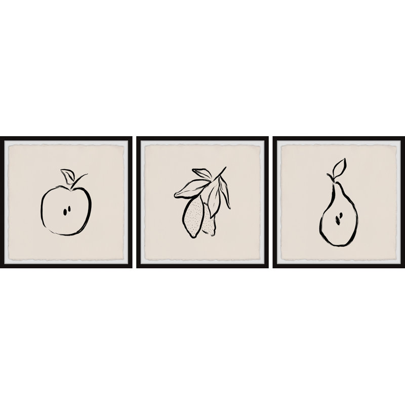 Tefft Nature's Goodies by Marmont Hill - 3 Piece Single Picture Frame Painting Set, 61cm H x 61cm W x 3.81cm D