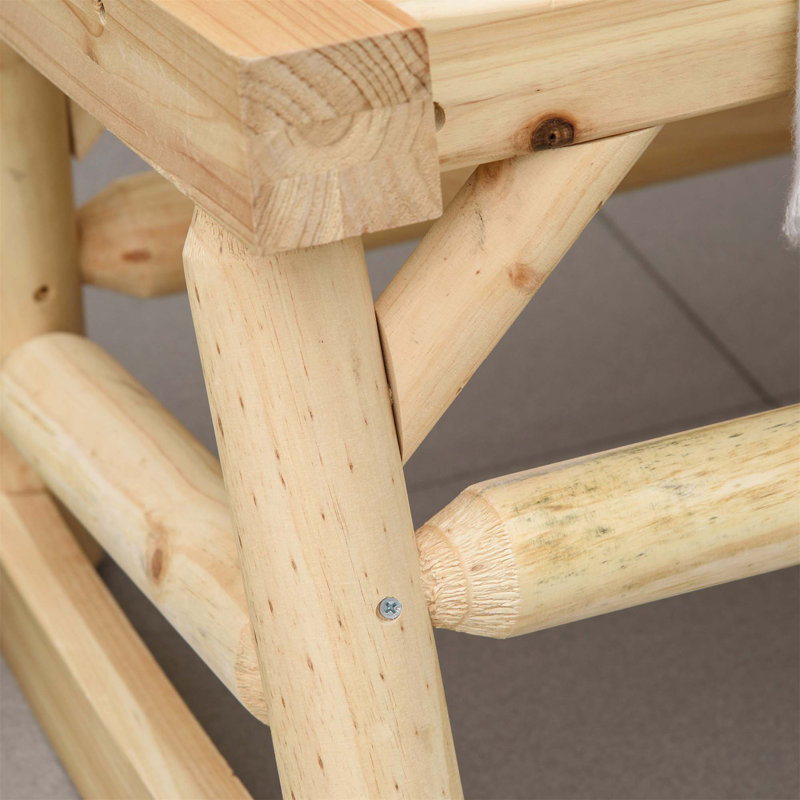 Chaise berçante en bois pour 2 personnes, Bois naturel