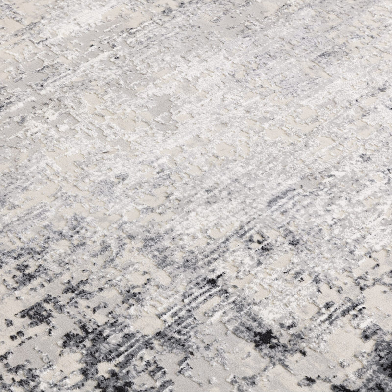 Abrienne Soft Shiny Border Black/Grey Rug, Runner 66 x 240cm