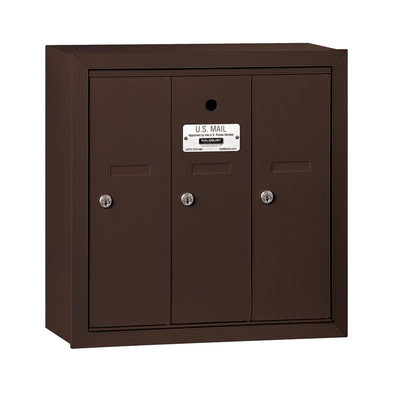 3 Door Front Load Vertical Multi-Unit Mailbox, Bronze
