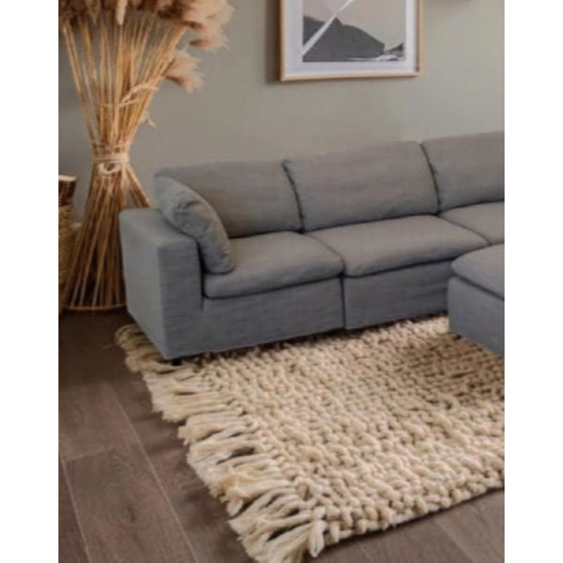 Canapé modulaire, canapé d'angle rembourré avec coussins moelleux,, Tissu gris