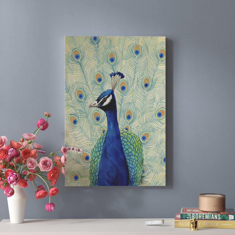 Blue Peacock II by Timothy O' Toole - Painting on Canvas, 76cm H x 51cm W, Wrapped Canvas