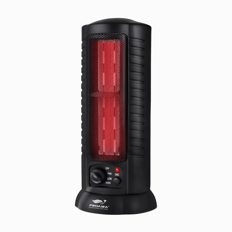 Proaira Black Ceramic Electric Tower Space Heater with Thermostat