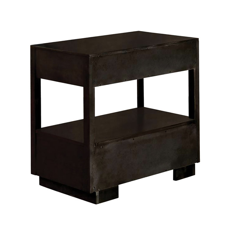 Table de chevet moderne avec finition grain de poivre fumé et 2 tiroirs pour plus de commodité