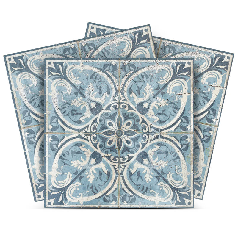8'' W x 8'' L Vinyl Peel and Stick Mosaic Tile, Blue