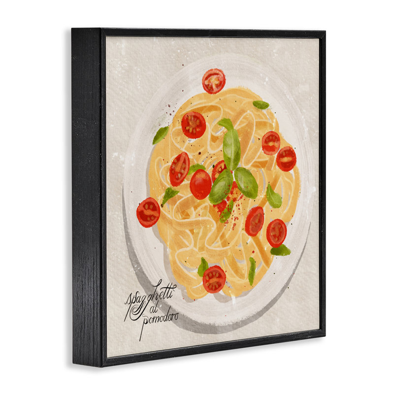 «Spaghetti Italian Italian», estampe numérique de Juliet Rose Philips, H 12 po x l 12 po, Giclée encadrée noir minuit
