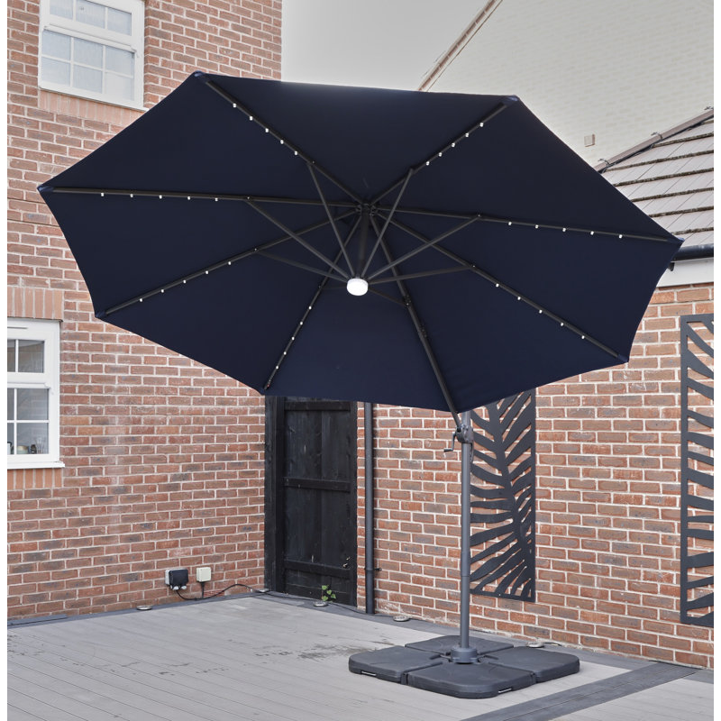 Adesubomi 300cm Lighted Cantilever Parasol, Dark Blue