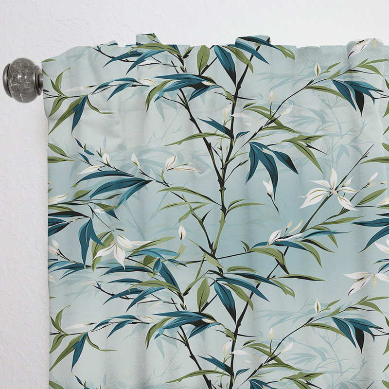 Itzhak Tropical Zen Bamboo II - Tropical Velvet Curtain - Room Darkening - 1 panel, 52" W x 120" L