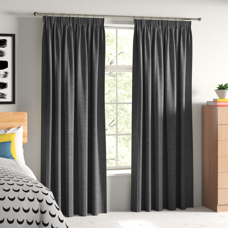Juanita Semi Sheer Curtain, Charcoal, 228 W x 228 D cm