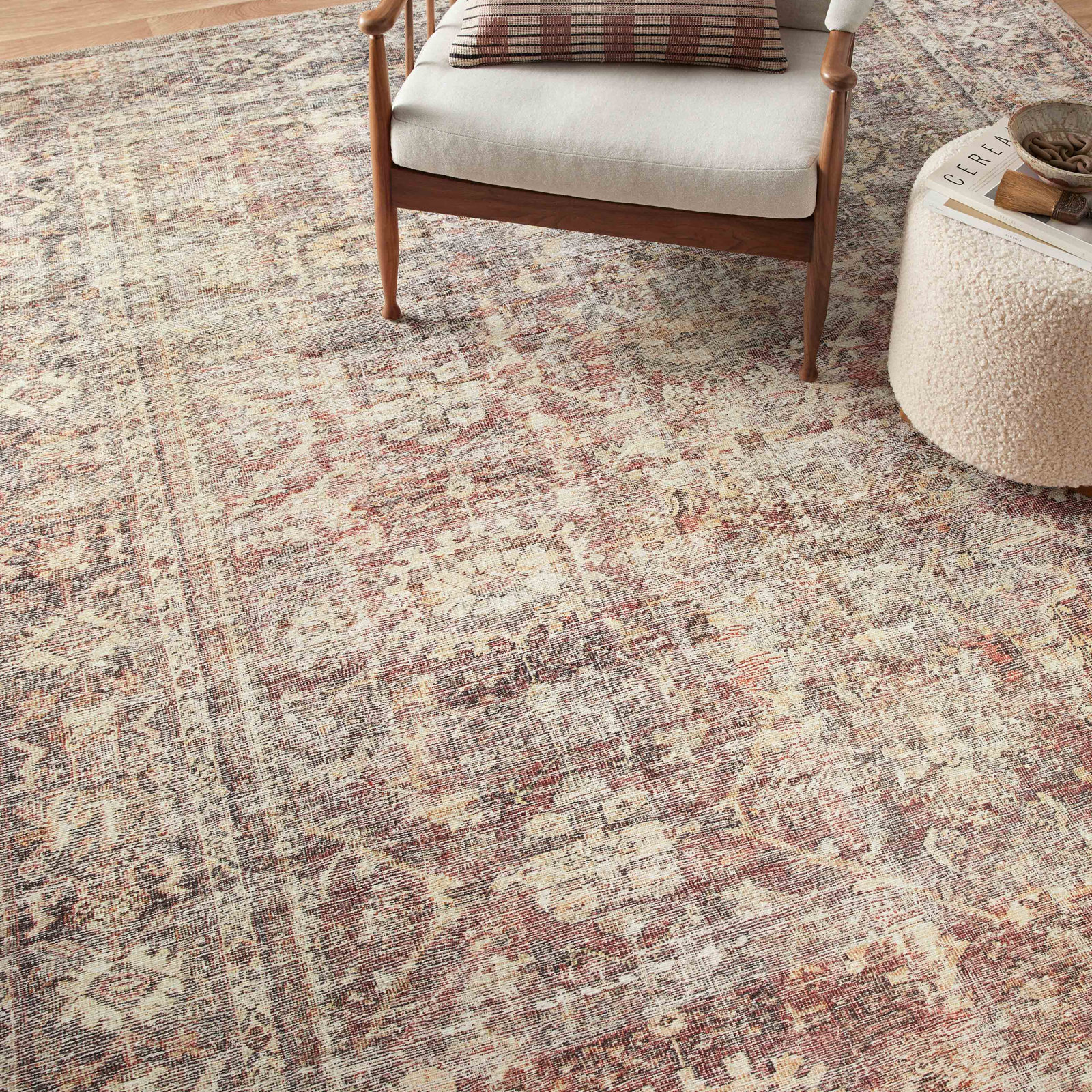 Georgie Oriental Bordeaux/Antique Area Rug, Rectangle 7'6" x 9'6"