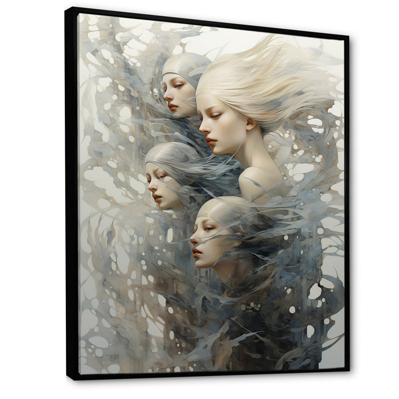 «Woman Mermaids Expression» sur toile, H 44 po x l 34 po x P 1,5 po, Cadre flottant noir