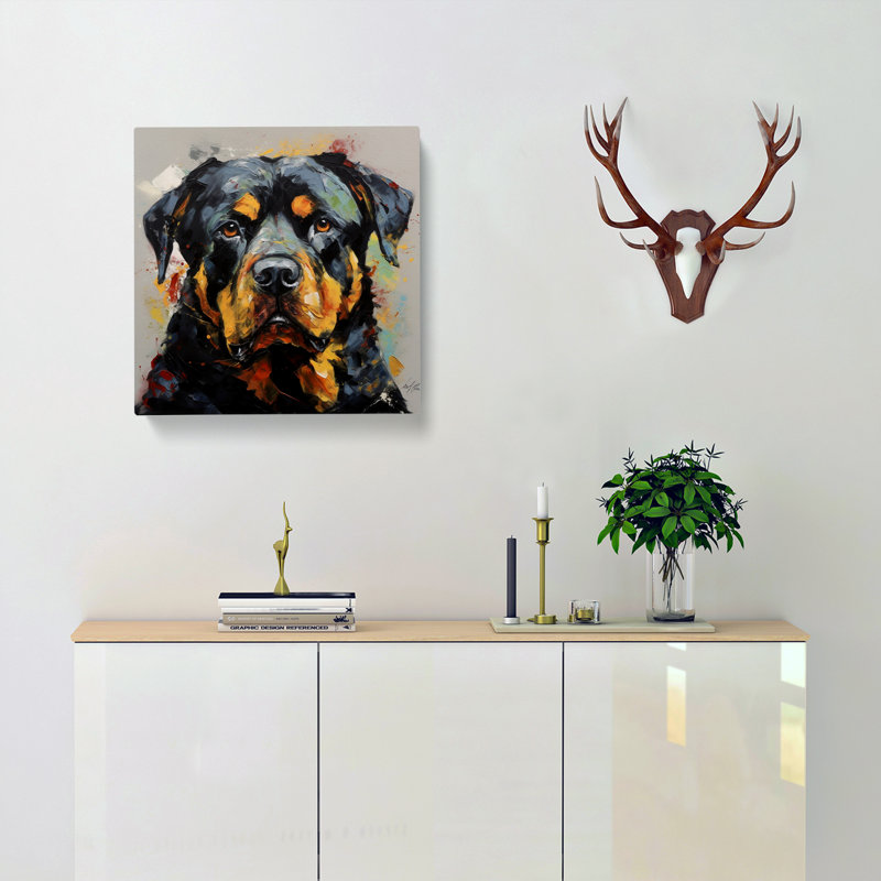 Rottweiler Abstract Expressionism No.3 - Wrapped Canvas