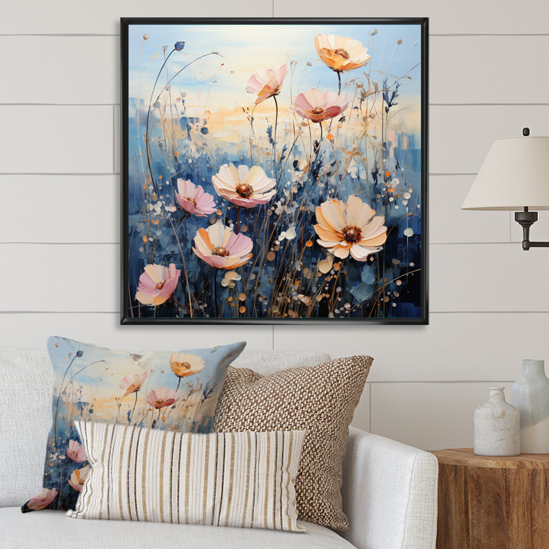 «Meadow Ethereal Meadowscape Pointillism I», reproduction sur toile, H 36 po x l 36 po x P 1,5 po, Cadre flottant noir