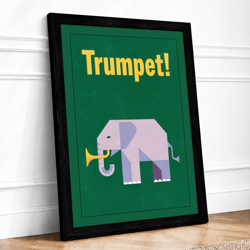 Elephant's Trumpet Geometric - Framed Print, A1 - 84.1 x 59.4 cm, Black