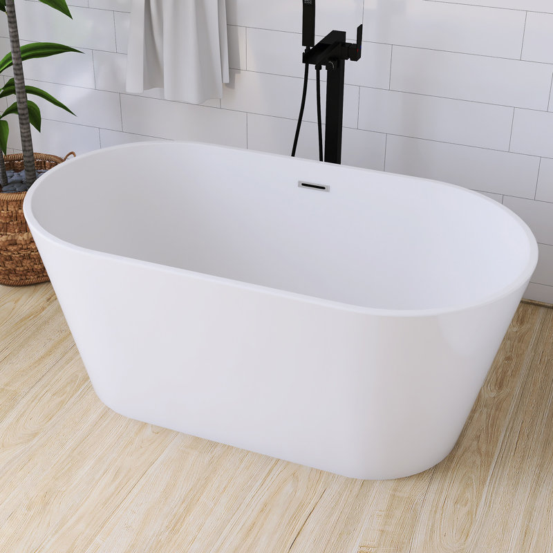 55'' Acrylic Freestanding Soaking Bathtub In Glossy White