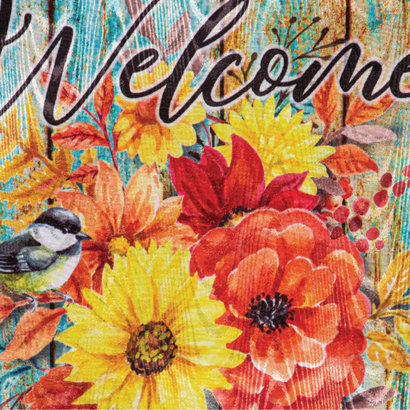Automne, bienvenue, bottes, moire, drapeau de jardin