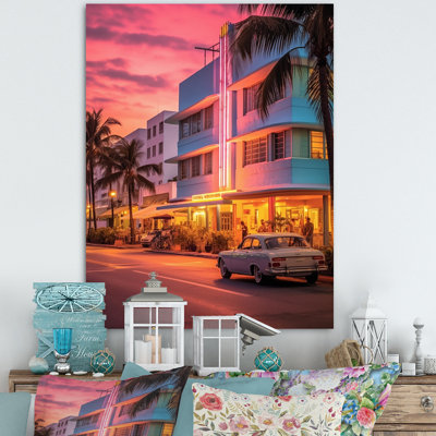 Miami Ocean Drive Neon, reproduction d'art sur toile