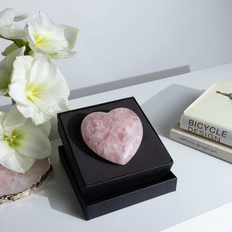 Handmade Rose Quartz Heart Desk Accessory