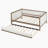 Full Size Upholstered Daybed With Trundle And Nailhead Decoration, Wood Color