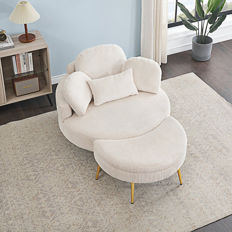 Compact Sofa With End Table, Beige
